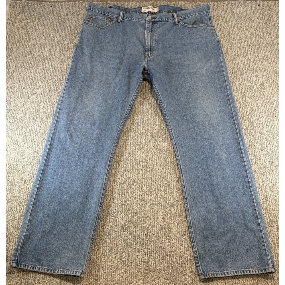 Levis 505 Jeans Men‎ 44x32* Denim Light Blue Regular Straight Black Batwing Tag